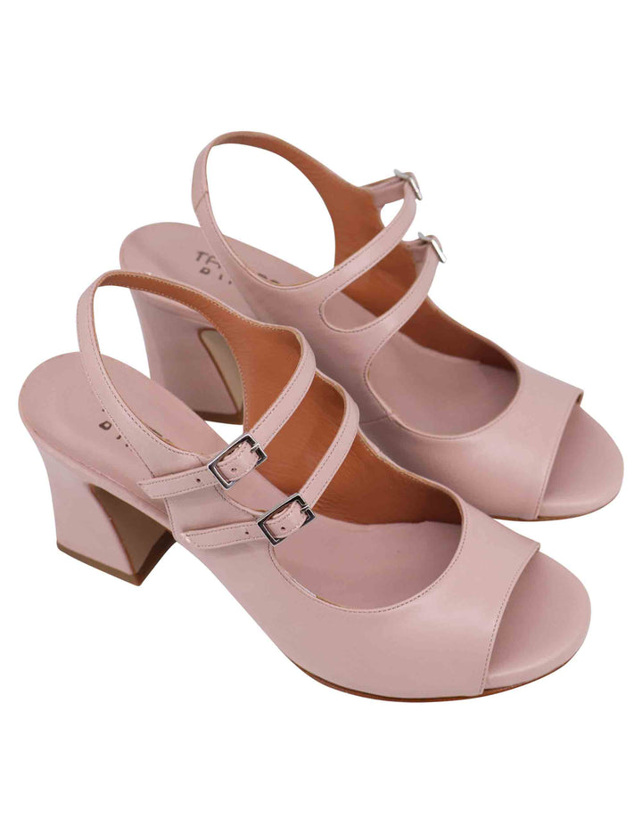 Spatarella Sandali slingback donna in pelle cipria con cinturini punta tonda e tacco alto Hotsell