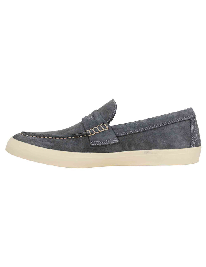 Spatarella Mocassini uomo Moki Suede in camoscio grigio con suola in gomma bianca Fino Al -60%