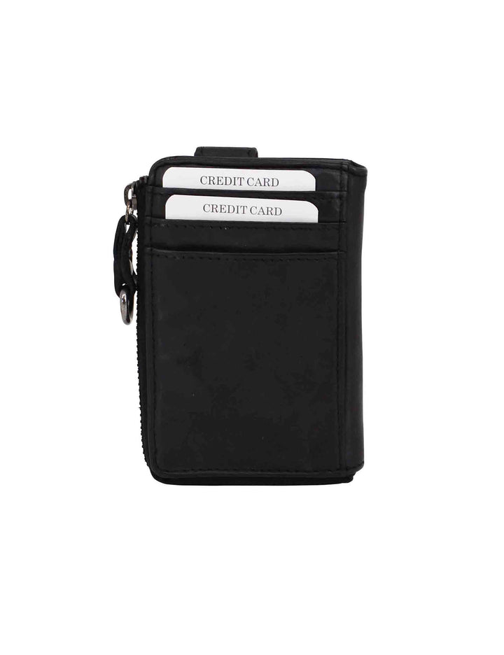 Spatarella Portacarte uomo con zip in pelle vintage nero Sconto