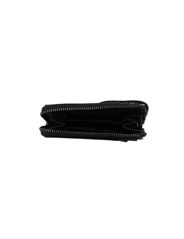 Spatarella Portacarte uomo con zip in pelle vintage nero Sconto