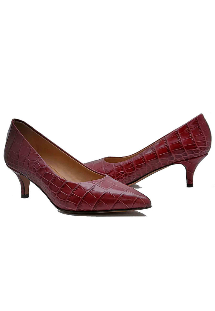 Spatarella Calzature Donna Décolleté in Pelle Stampta Cocco Rosso con Punta a Punta Saldi
