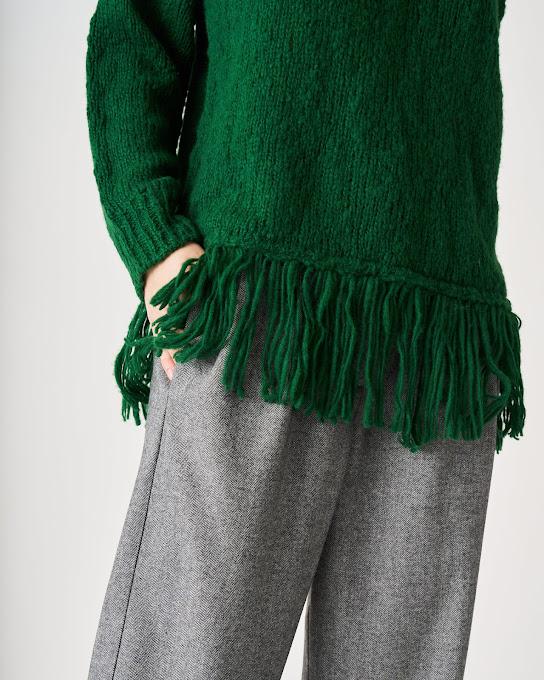 Suoli Maglia Over Collo Alto C/frange In Saldo