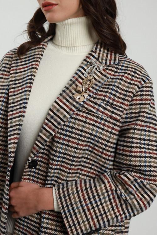 Susy Mix Giacca Over Check con Spille Vendita