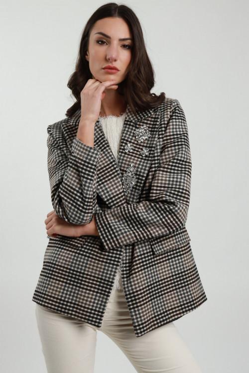 Susy Mix Giacca Over in Check Moda