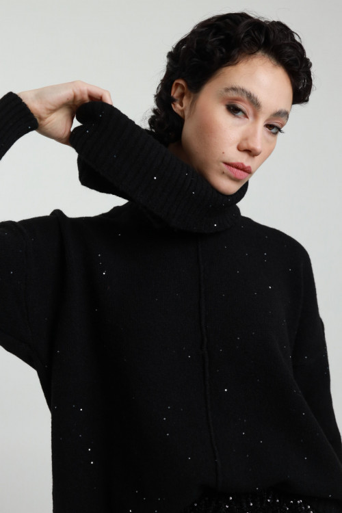 Susy Mix Maglia Collo Rimovibile con Micro Paillettes Nuovo