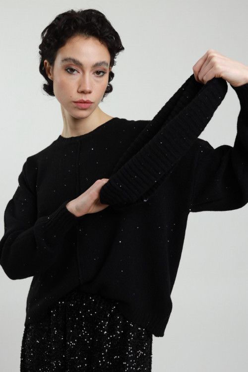 Susy Mix Maglia Collo Rimovibile con Micro Paillettes Nuovo