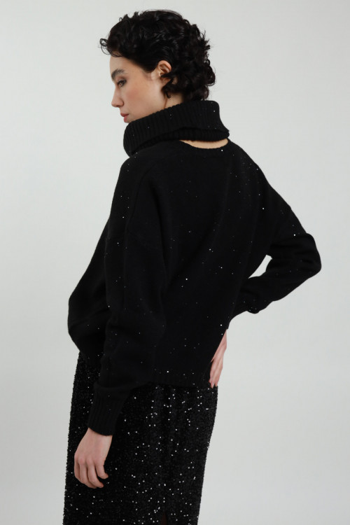 Susy Mix Maglia Collo Rimovibile con Micro Paillettes Nuovo