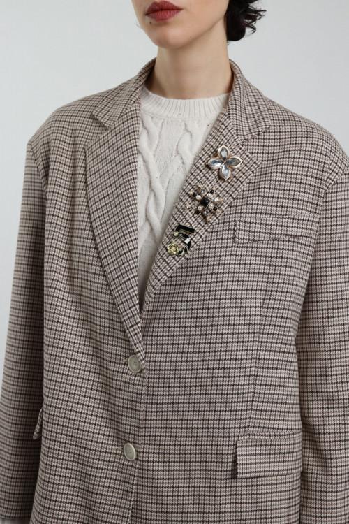 Susy Mix Blazer Over Pied de Poule Vendita Calda