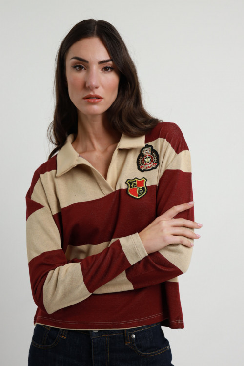 Susy Mix Polo Rigata Maniche Lunghe Spedizione Gratuita