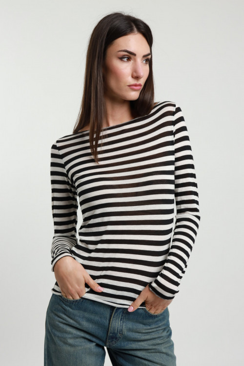 Susy Mix Maglia Righe Scollo Barchetta Sconto