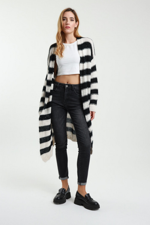 Susy Mix Cardigan Lungo a Righe In Vendita