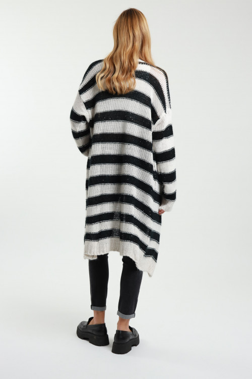 Susy Mix Cardigan Lungo a Righe In Vendita