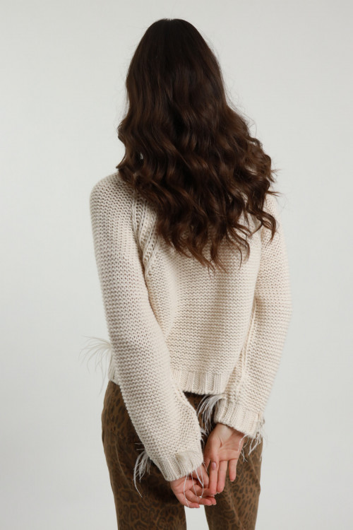 Susy Mix Cardigan Trecce e Piume Nuova
