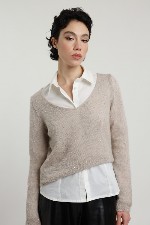Susy Mix Maglia Scollo V con Punti Luce 2025
