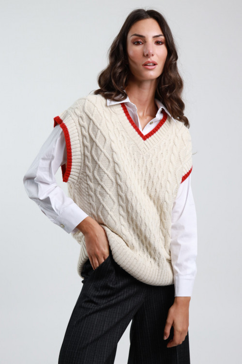 Susy Mix Gilet Trecce Scollo V Saldi Di Fabbrica