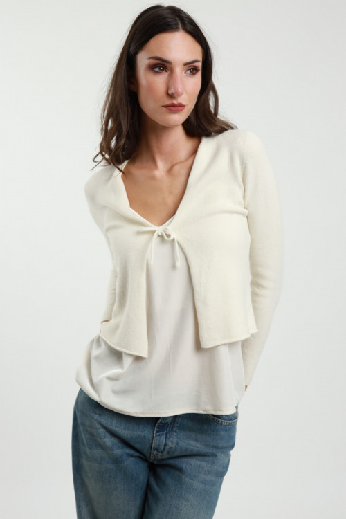 Susy Mix Cardigan Crop con Laccetto In Saldo