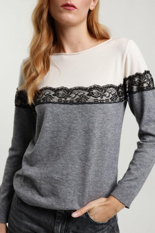Susy Mix Maglioncino Bicolore con Pizzo Novità
