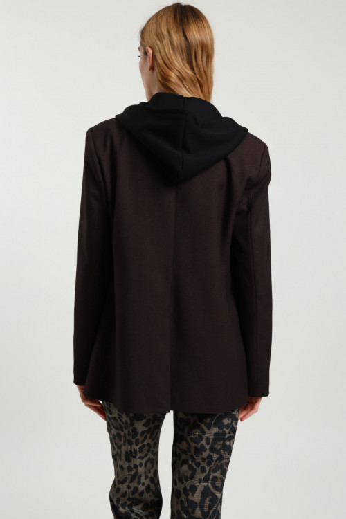Susy Mix Blazer con Spilla e Cappuccio In Linea