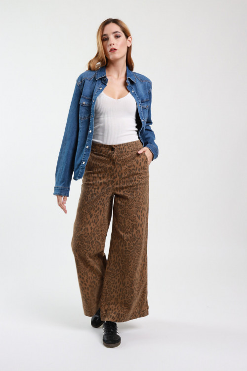 Susy Mix Denim A Palazzo Maculato Prezzo Ridotto