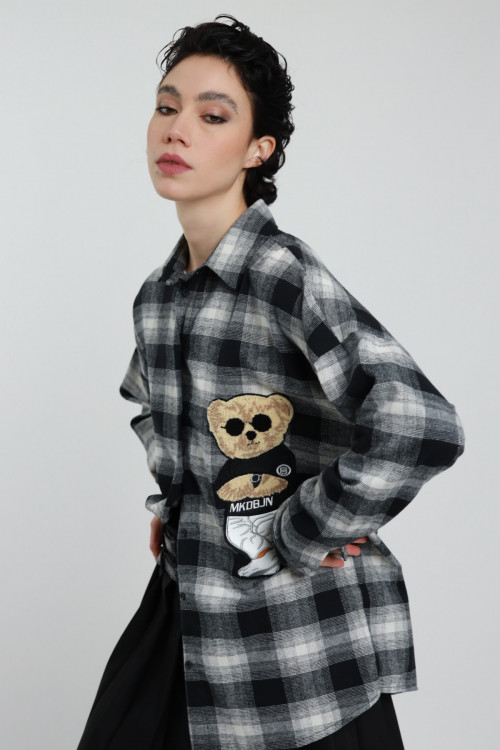 Susy Mix Camicia Quadri con Orso Vendite Flash