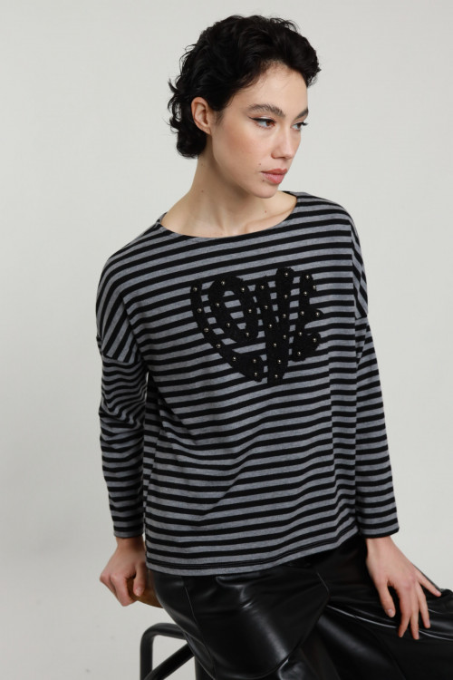 Susy Mix Maglia Righe "Love" Saldi Di Fabbrica