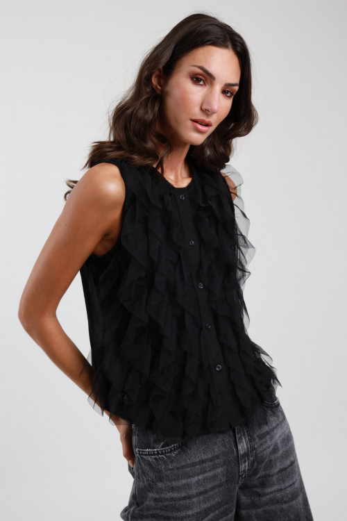 Susy Mix Top Con Balze Spedizione Gratuita