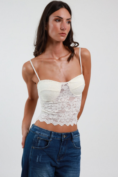 Susy Mix Crop Top in Pizzo Fornitura limitata