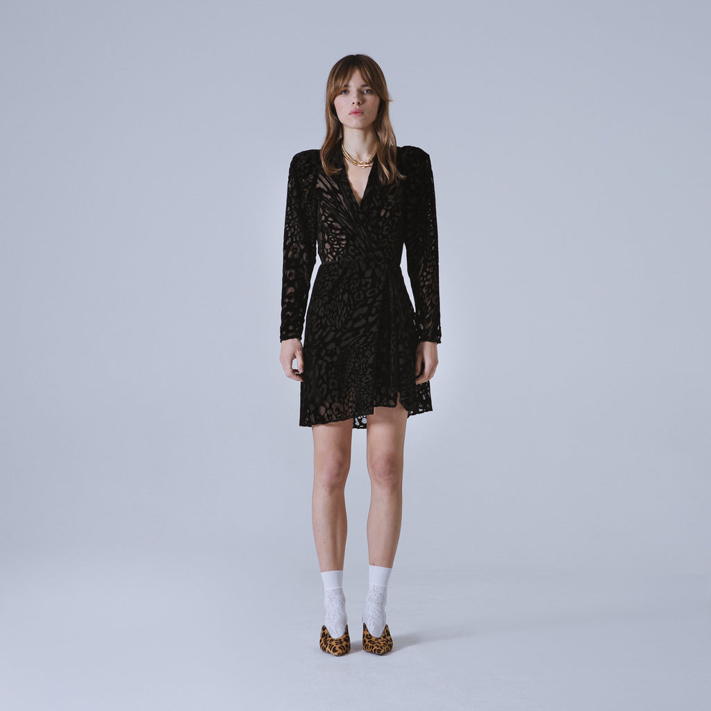 Sveta Milano Abito Cambridge in velluto con motivo leopardo Fino Al -60%