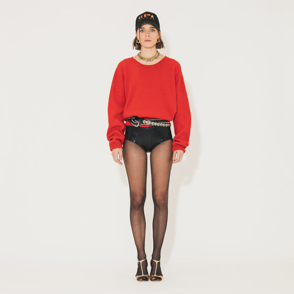 Sveta Milano Maglione girocollo Lilith rosso in misto cashmere In Vendita