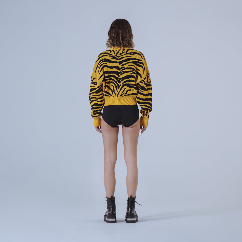 Sveta Milano Cardigan corto jacquard Dakota in giallo e nero In Linea