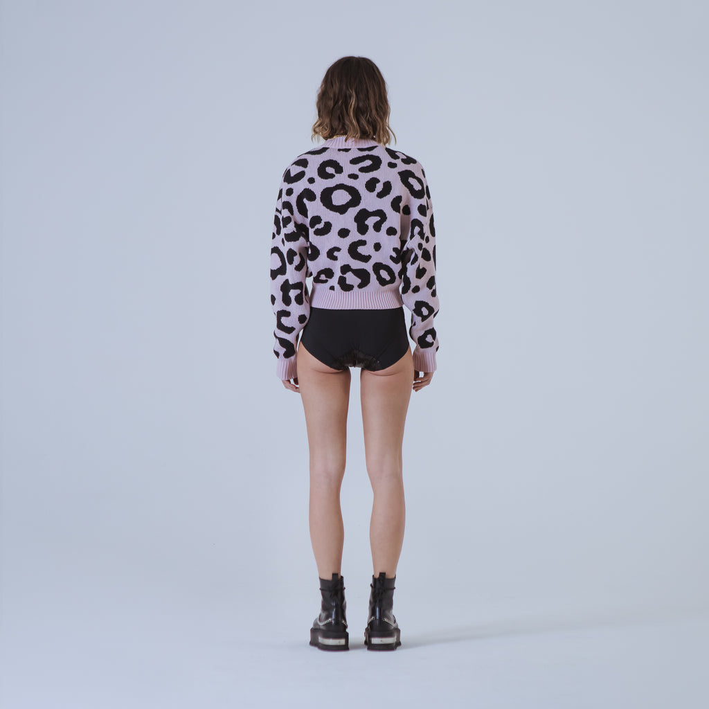Sveta Milano Maglione girocollo jacquard Denver in rosa e nero Qualità