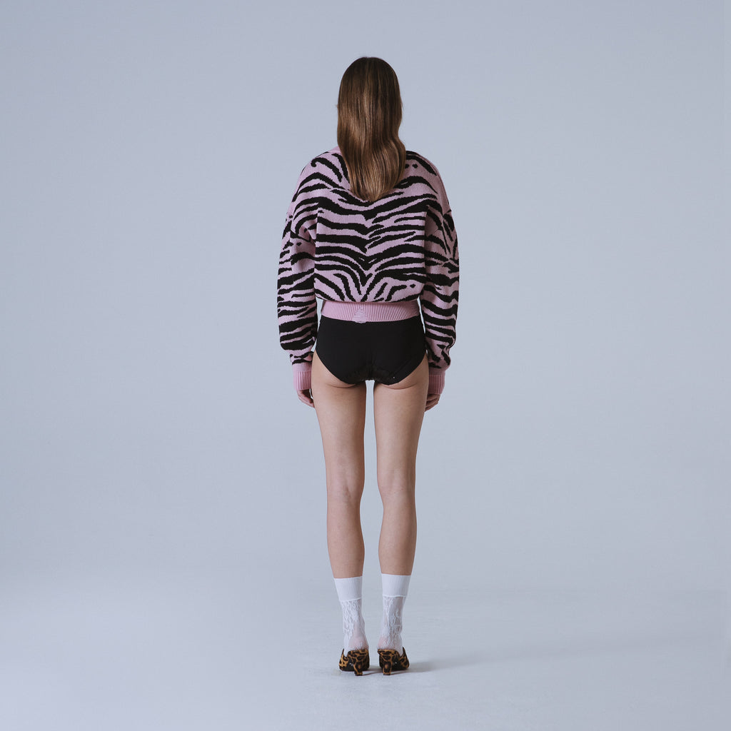Sveta Milano Maglione girocollo jacquard Denver in rosa e nero Vendita