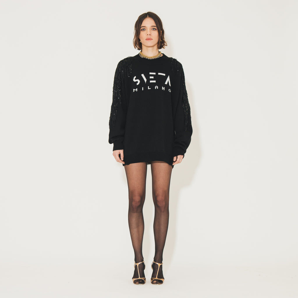 Sveta Milano Maglione lungo Ermione con logo Sveta Milano Soddisfazione Garantita