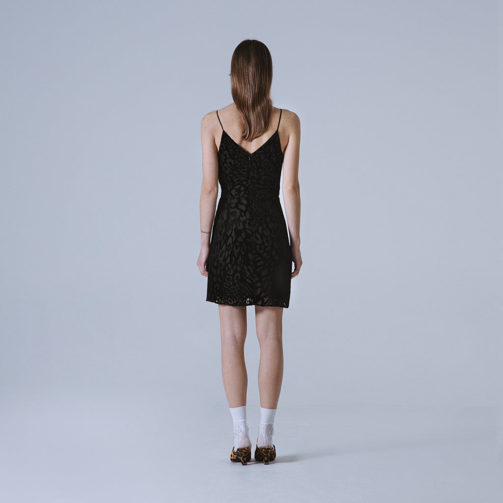 Sveta Milano Abito Nancy in velluto nero con motivo leopardo Saldi