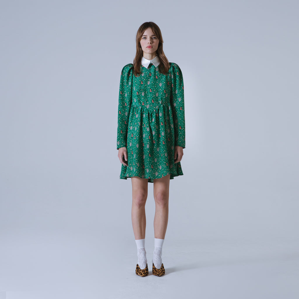 Sveta Milano Abito corto Oxford con stampa floreale su crêpe de chine di seta | Limited Edition I Più Venduti