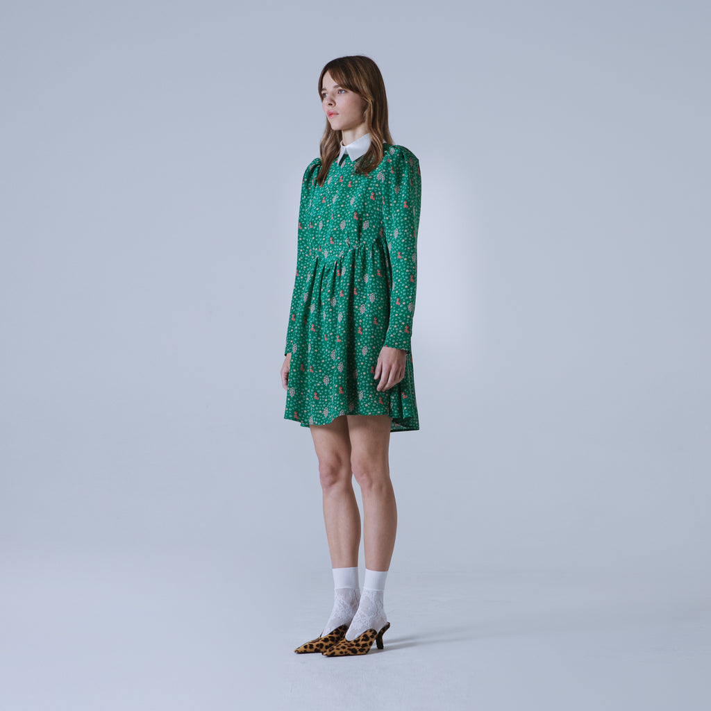 Sveta Milano Abito corto Oxford con stampa floreale su crêpe de chine di seta | Limited Edition I Più Venduti