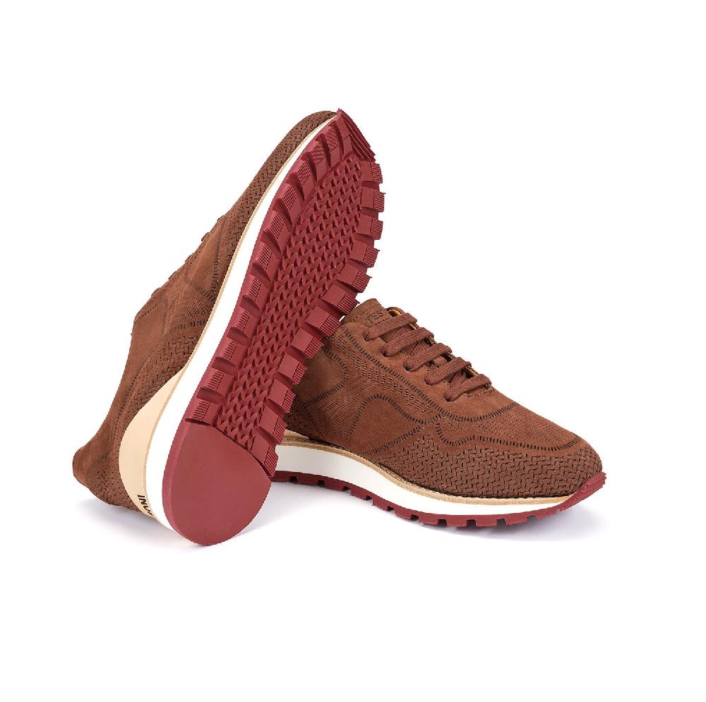 A.Testoni MOENA SNEAKER NUBUK CALF LASERATO SPINA Spedizione Gratuita