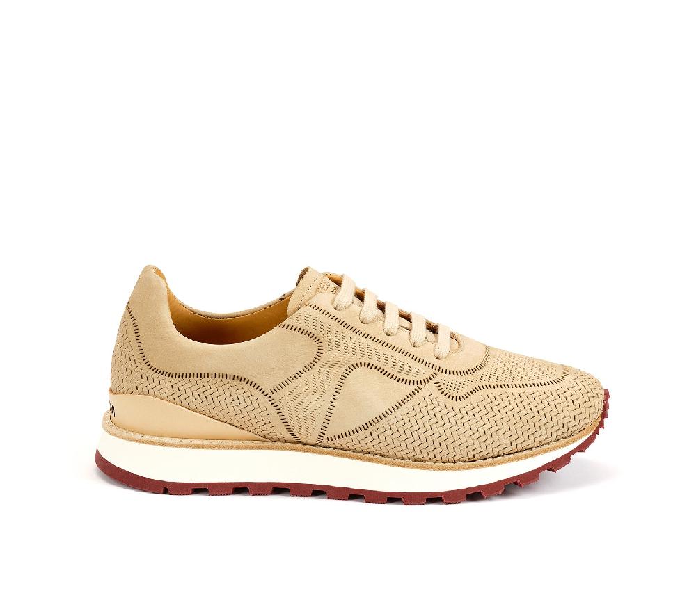 A.Testoni MOENA SNEAKER NUBUK CALF LASERATO SPINA Soddisfazione Garantita