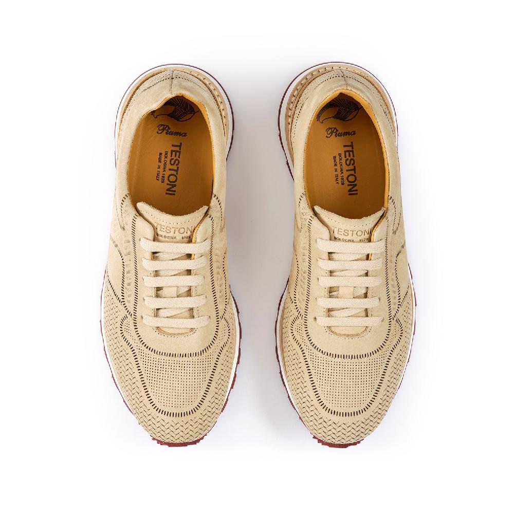 A.Testoni MOENA SNEAKER NUBUK CALF LASERATO SPINA Soddisfazione Garantita
