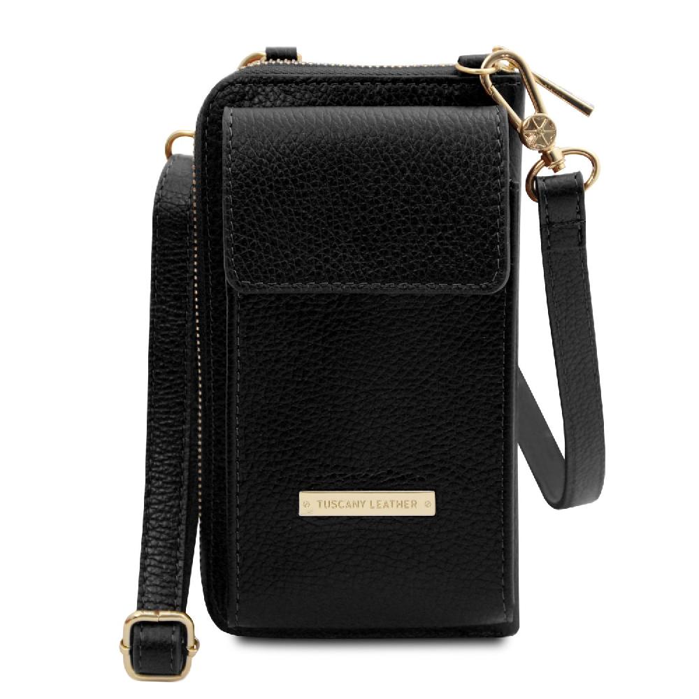 Tuscany Leather Portafoglio/portacellulare in Pelle con Tracolla Vendita Economica