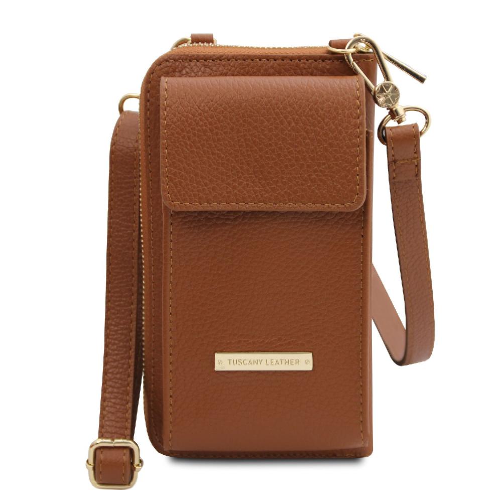 Tuscany Leather Portafoglio/portacellulare in Pelle con Tracolla Saldi Di Fabbrica
