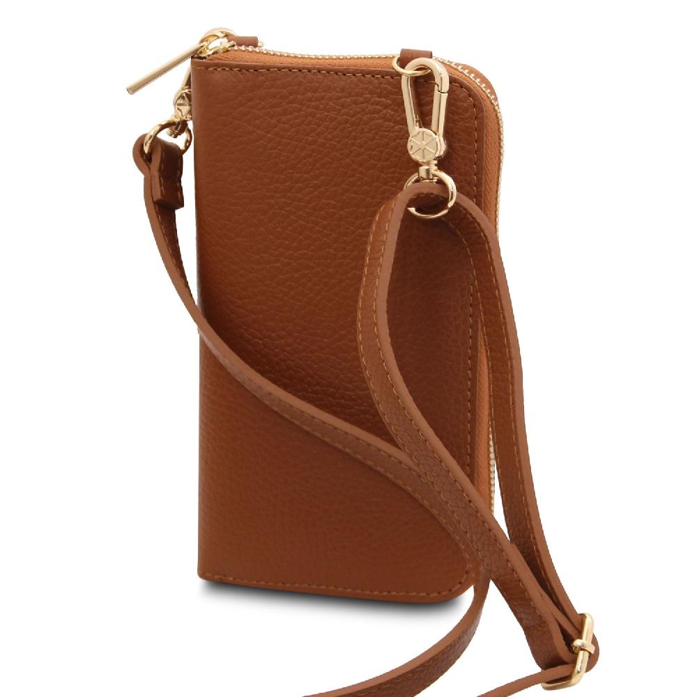 Tuscany Leather Portafoglio/portacellulare in Pelle con Tracolla Saldi Di Fabbrica