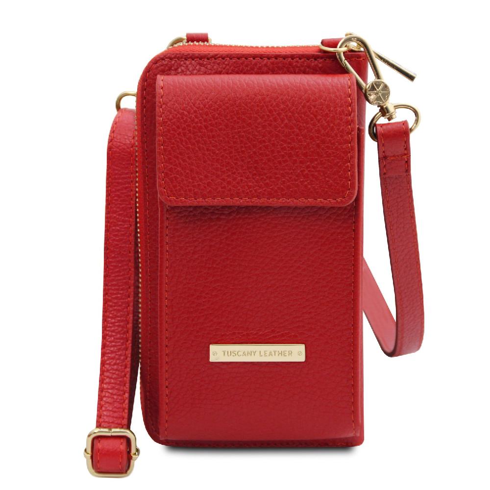 Tuscany Leather Portafoglio/portacellulare in Pelle con Tracolla Hotsell