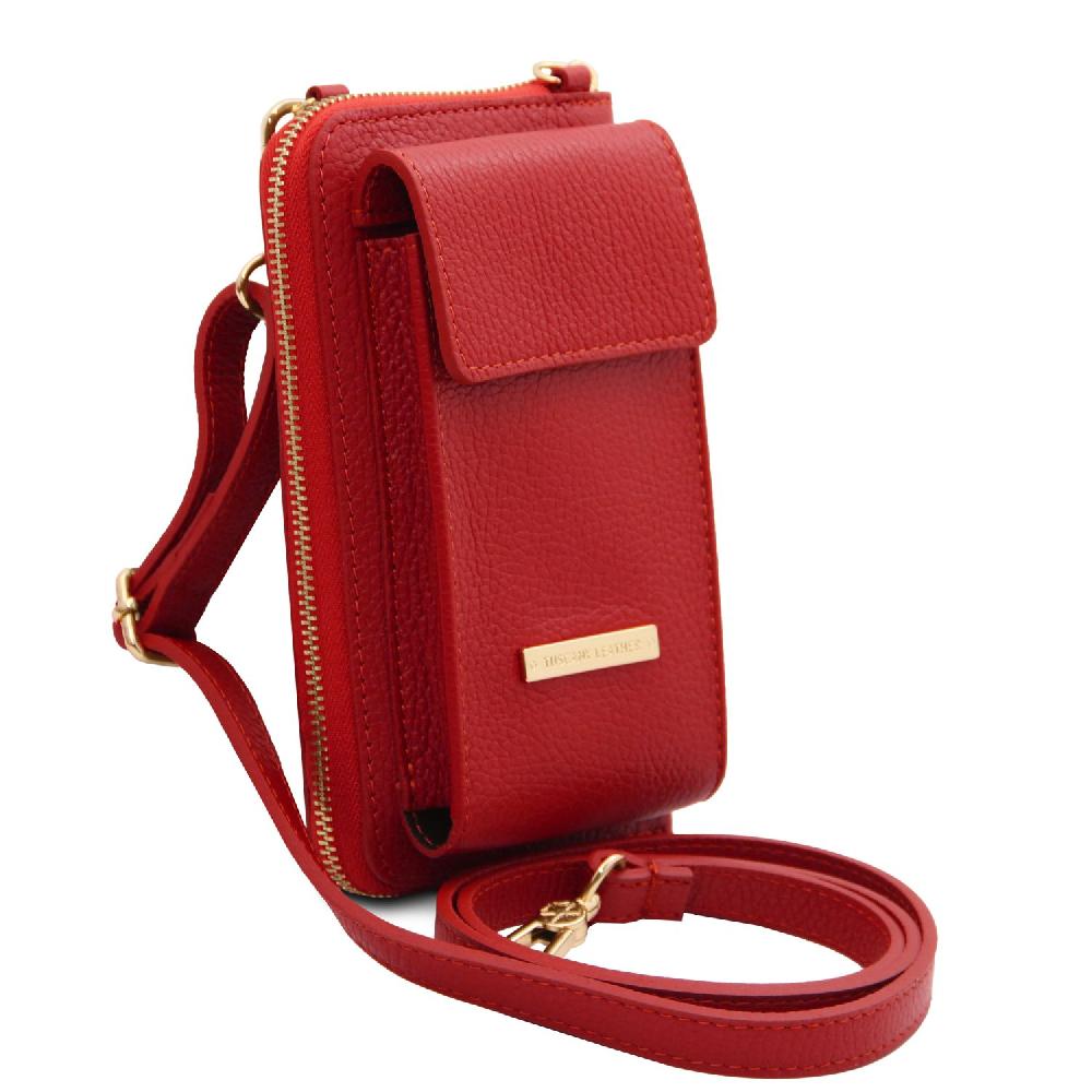 Tuscany Leather Portafoglio/portacellulare in Pelle con Tracolla Hotsell