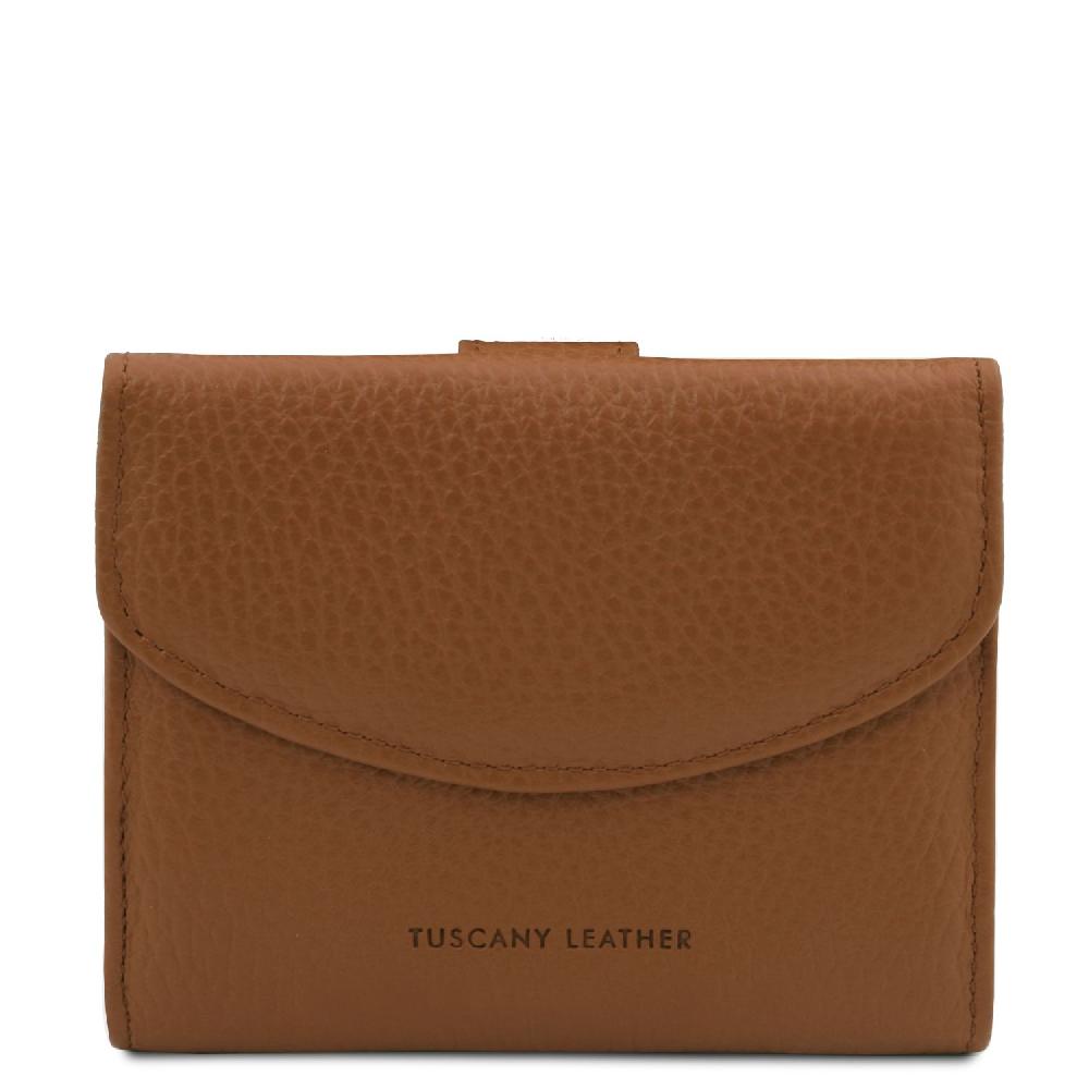 Tuscany Leather Esclusivo Portafoglio da Donna 3 Ante con Portaspiccioli in Pelle In Linea