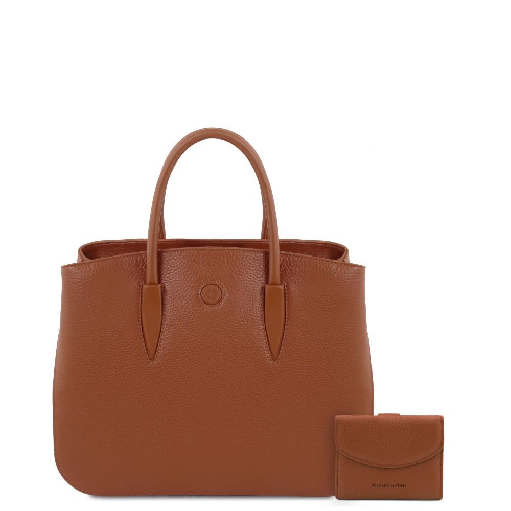 Tuscany Leather Borsa a Mano in Pelle e Portafoglio in Pelle 3 Ante con Portaspiccioli Offerte