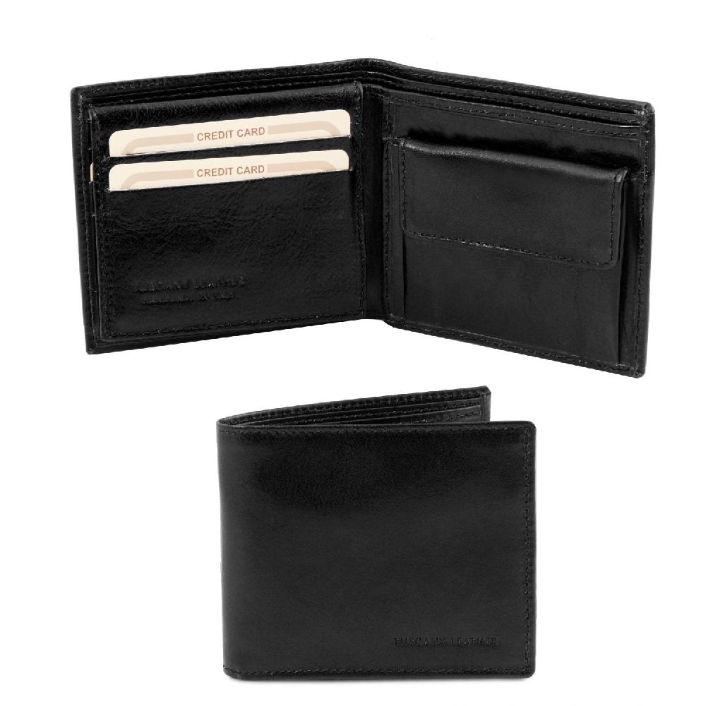 Tuscany Leather Esclusivo Portafoglio Uomo in Pelle 3 Ante con Portaspiccioli Offerta speciale della fabbrica