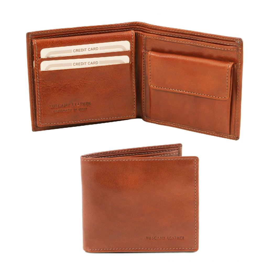 Tuscany Leather Esclusivo Portafoglio Uomo in Pelle 3 Ante con Portaspiccioli Discount Store per i nuovi prodotti