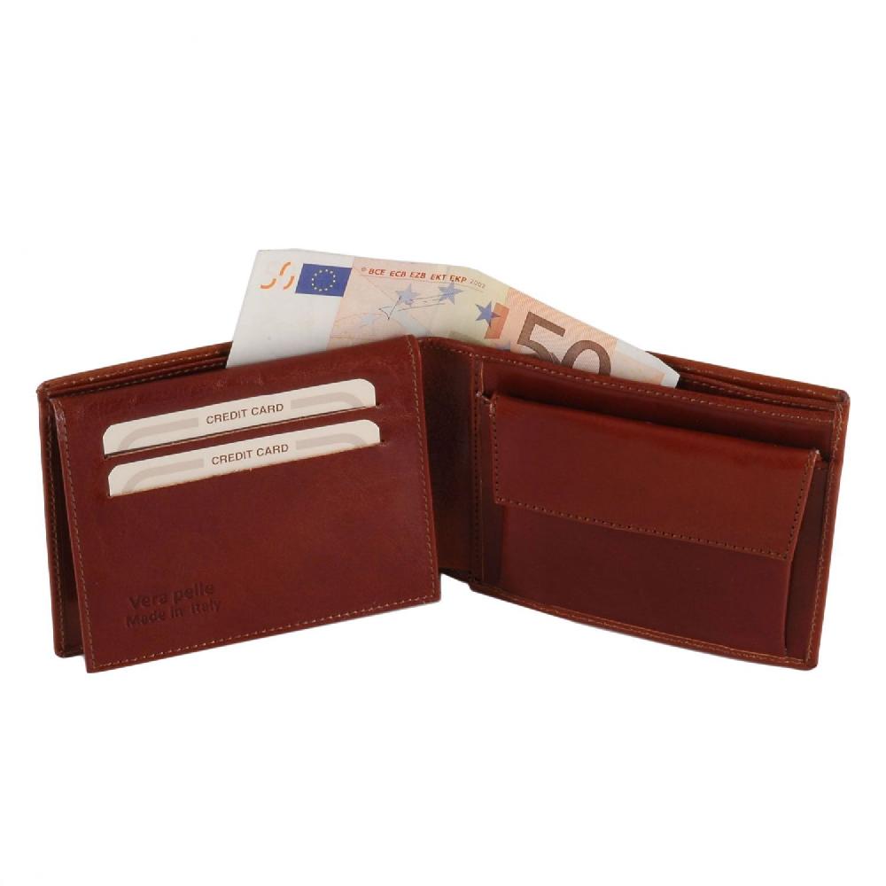 Tuscany Leather Esclusivo Portafoglio Uomo in Pelle 3 Ante con Portaspiccioli In vendita