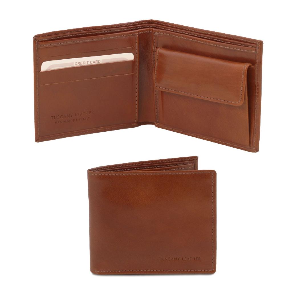 Tuscany Leather Esclusivo Portafoglio Uomo in Pelle 2 Ante con Portaspiccioli Negozi Online